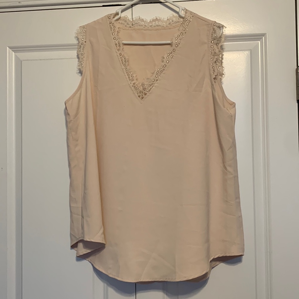 Tan Lacey Tank Blouse